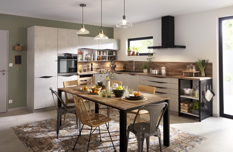 Stone and wood finish detail in the Contemporary Calm kitchen